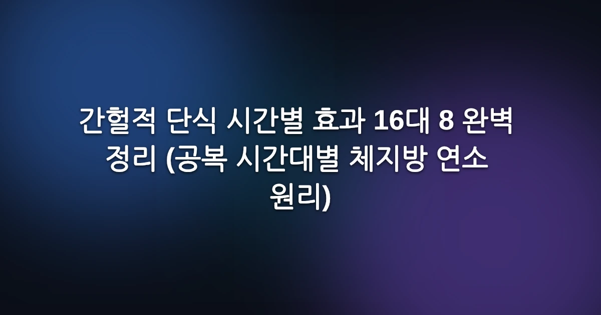 간헐적 단식 시간별 효과 16대 8 완벽 정리 (공복 시간대별 체지방 연소 원리)